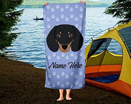 Personalized Dachshund Face Beach and Bath Towels