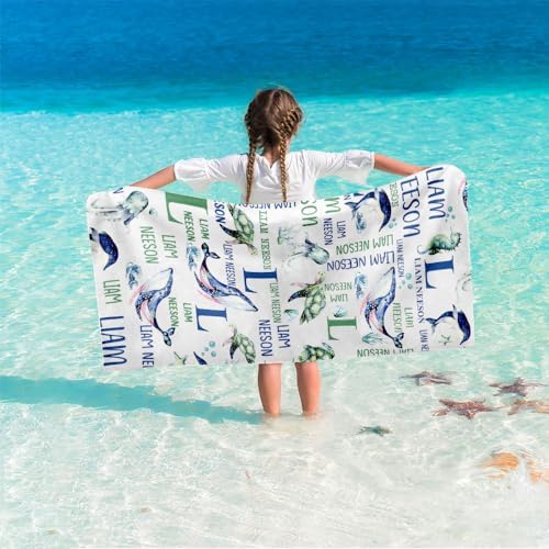 Custom Under The Sea Animal Beach Towel with Name