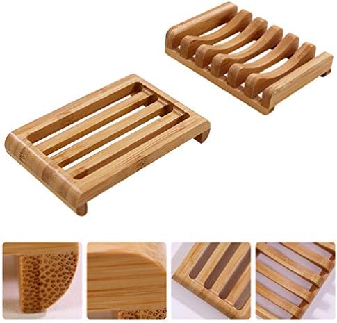 Healifty Bamboo Soap Dish 2pcs Sturdy Holder