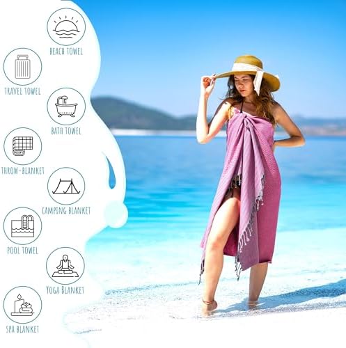 RAY SILVER Turkish Beach Towel 100 Cotton 40x71 Quick Dry