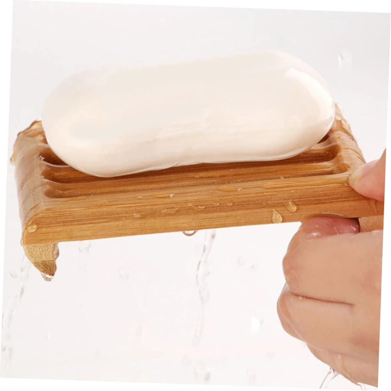 2pcs Natural Wood Soap Dish for Kitchen Sink and Travel Shower