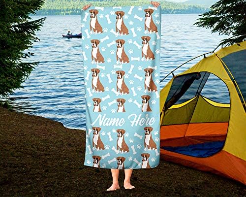 Personalized Boxer Face Beach and Bath Towels - Large and Medium