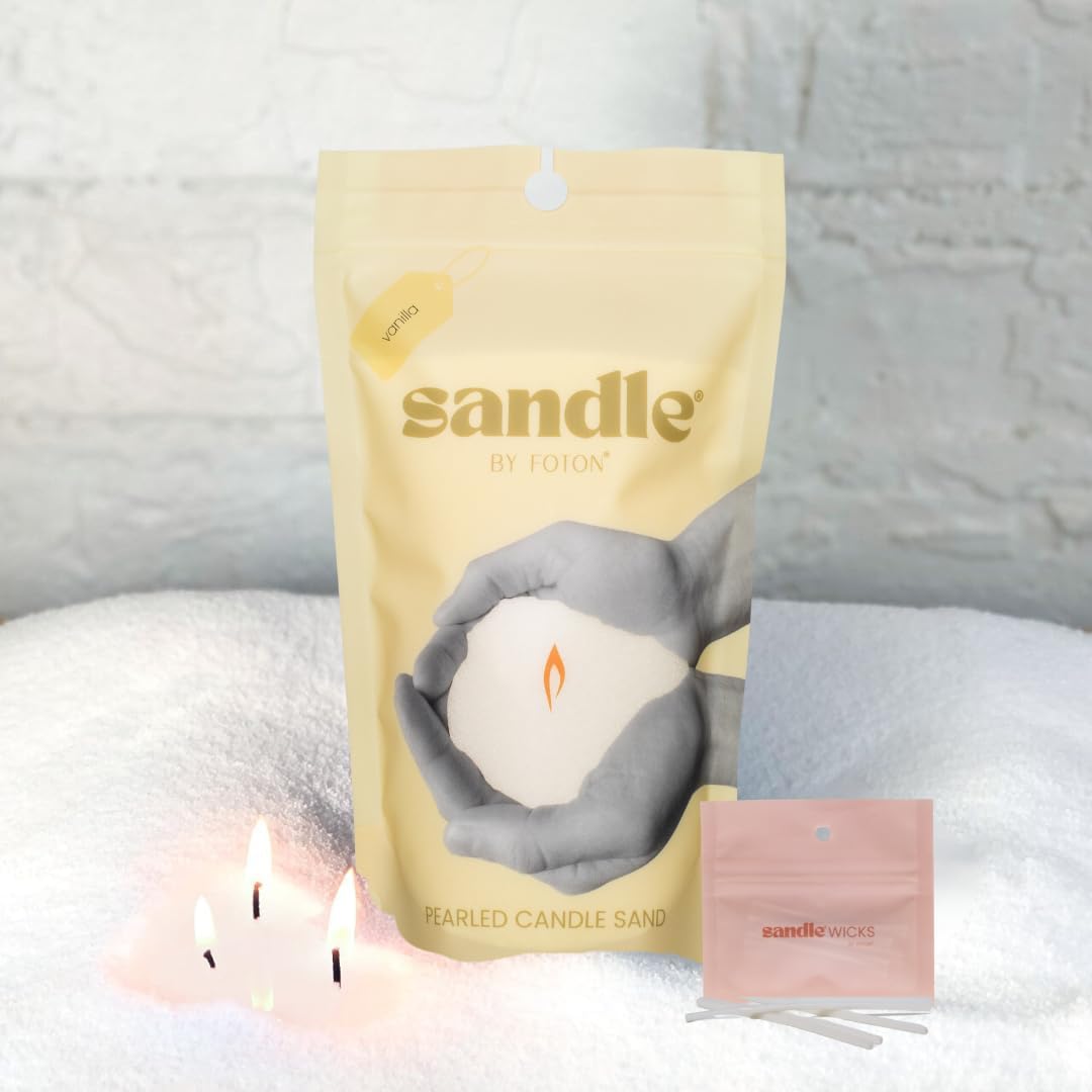 Foton Sandle Pearled Candle 10 Oz 15 Wicks Non Toxic 60 Hour Burn