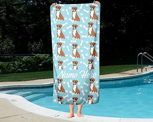 Personalized Boxer Face Beach and Bath Towels - Large and Medium