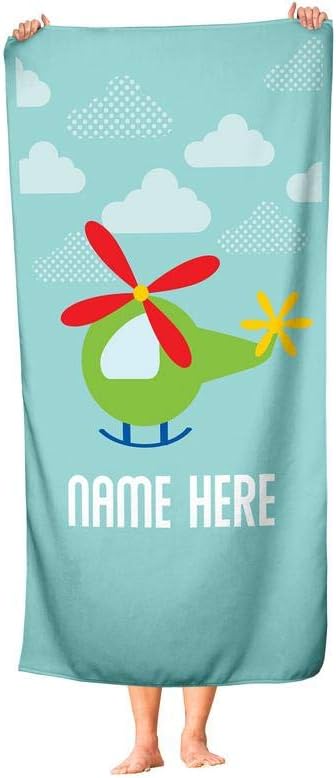 Personalized Corner Extra Large Green Helicopter Towel