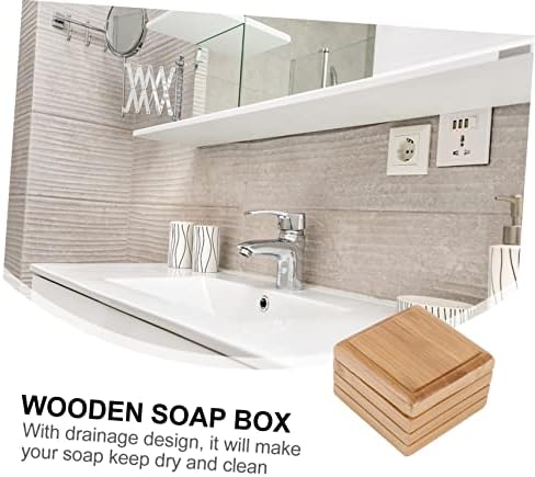 FONDOTIN Bath Shower Soap Box Wooden Holder