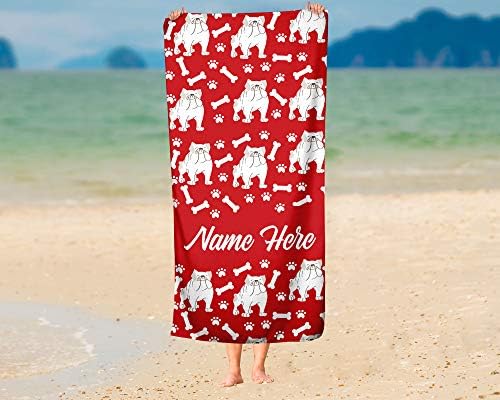 Personalized British Bulldog Beach and Bath Towels - Large and Medium 1