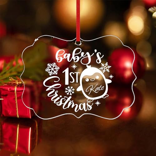 Jasilon Personalized First Christmas Baby Ornament for Boy or Girl