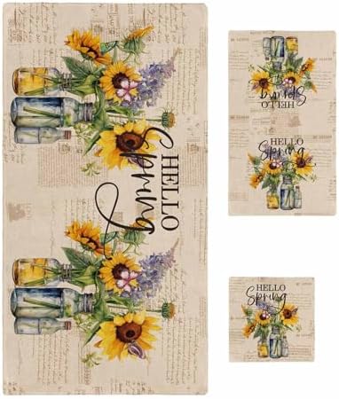 ZOE GARDEN Sunflower Lavender Bathroom Towel Set 3pc