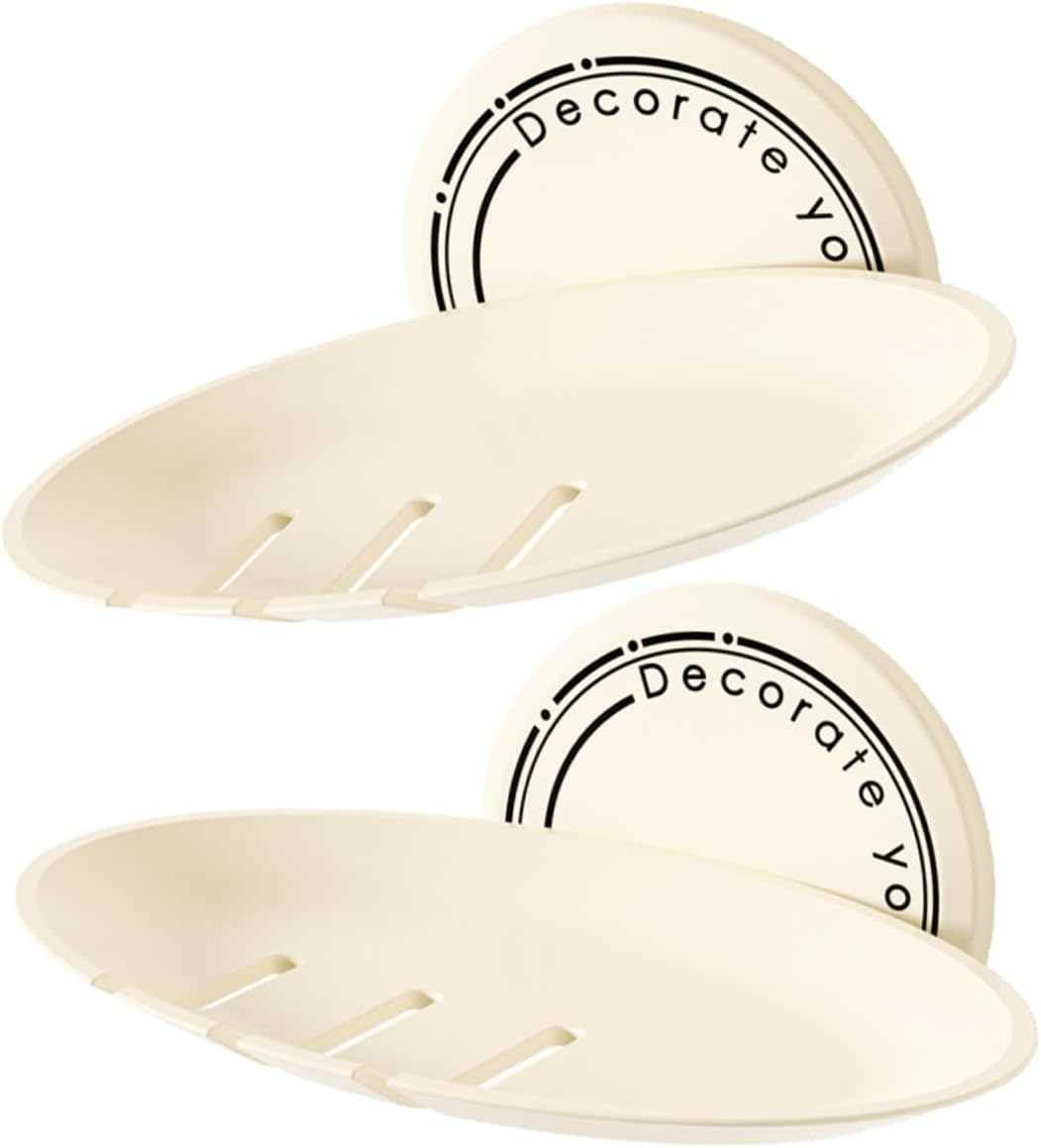 2Pcs Wall Mounted Self Adhesive Soap Dish for Shower and Kitchen