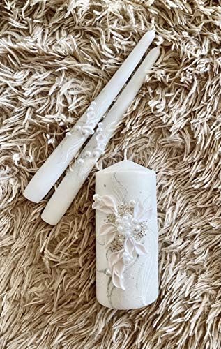 Magik Life Unity Candle Set - White 6 Pillar 2 Taper Candles