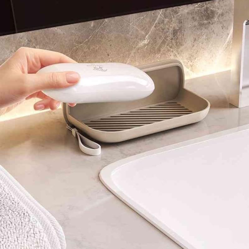 Leak Proof Travel Soap Case with Silicone Lid and Drainage Tray