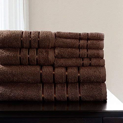 Plush 8-Piece Bathroom Towel Set - Brown
