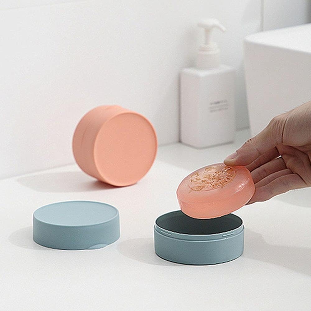 Waterproof Soap Dish with Lid - Round Yellow