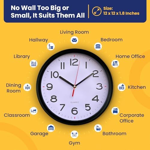 Modern Silent Wall Clock with Large Numbers