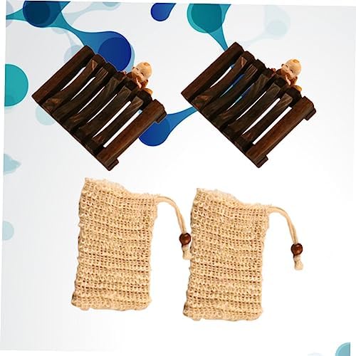 FONDOTIN Linen Bubble Making Soap Bag with Wooden Holder