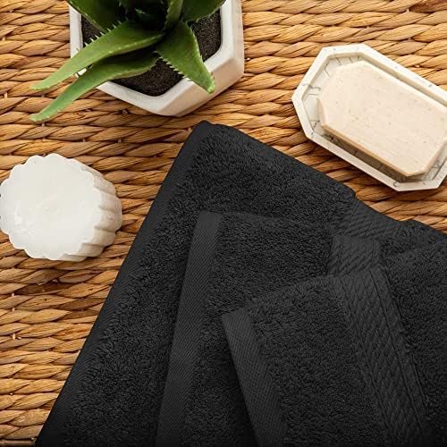 Superior Egyptian Cotton Pile 3 Piece Towel Set - Black