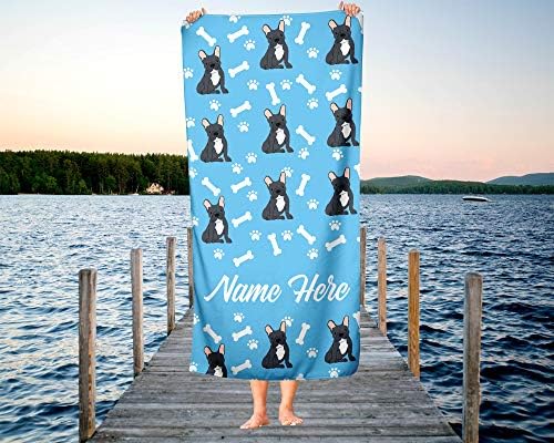 Personalized Black French Bulldog Pattern Towels for Adults Kids