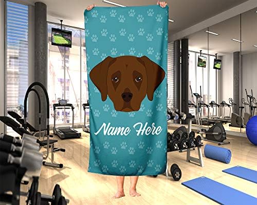 Personalized Chocolate Lab Beach and Bath Towels