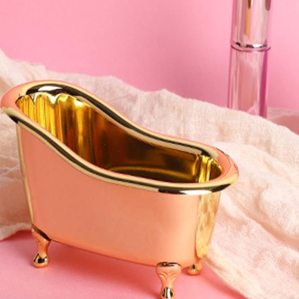 Mini Bathtub Soap Dish with Gold Electroplated Finish