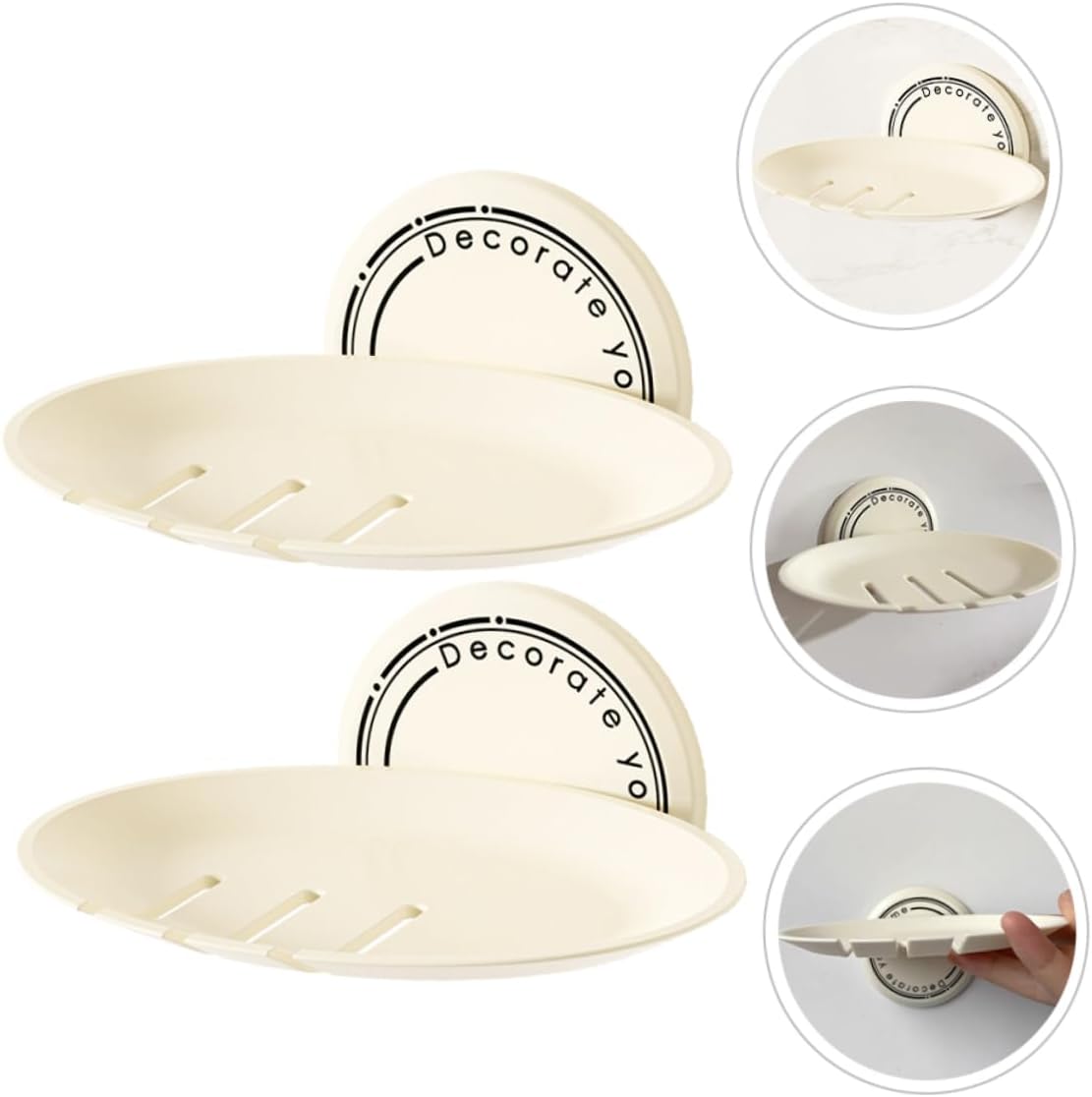 Amosfun 2pcs Self Draining Soap Dish Wall Mounted