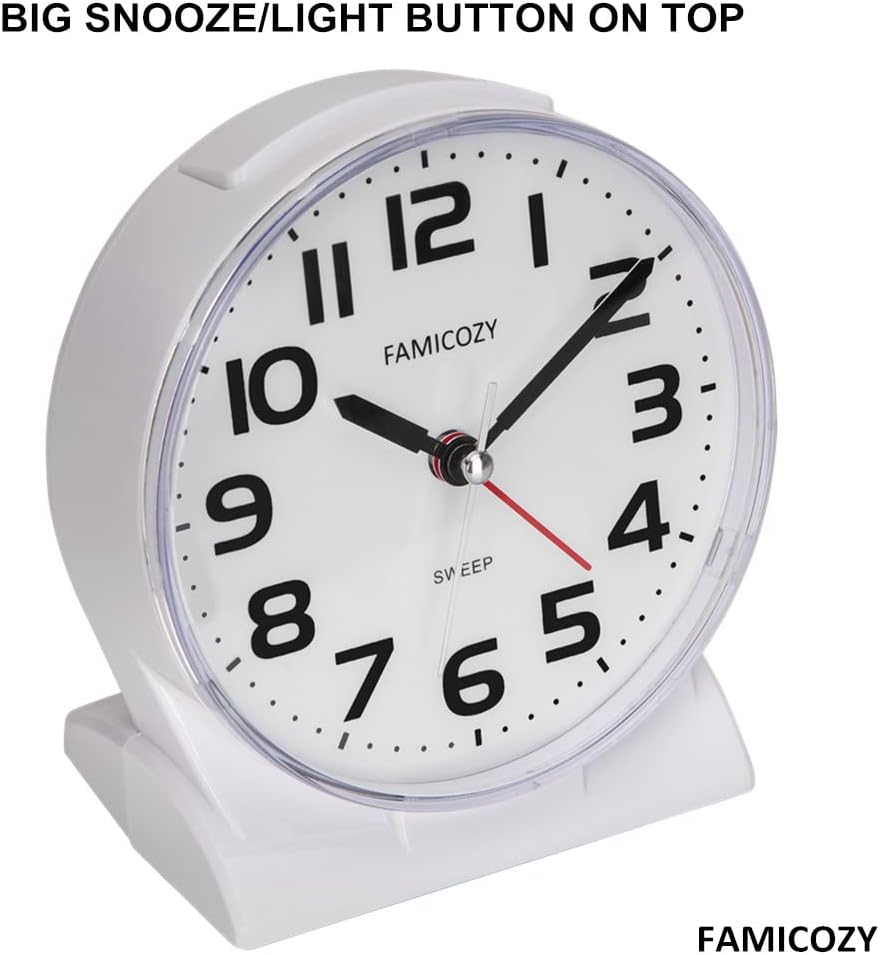 FAMICOZY 45 Silent Analog Alarm Clock with Big Numbers