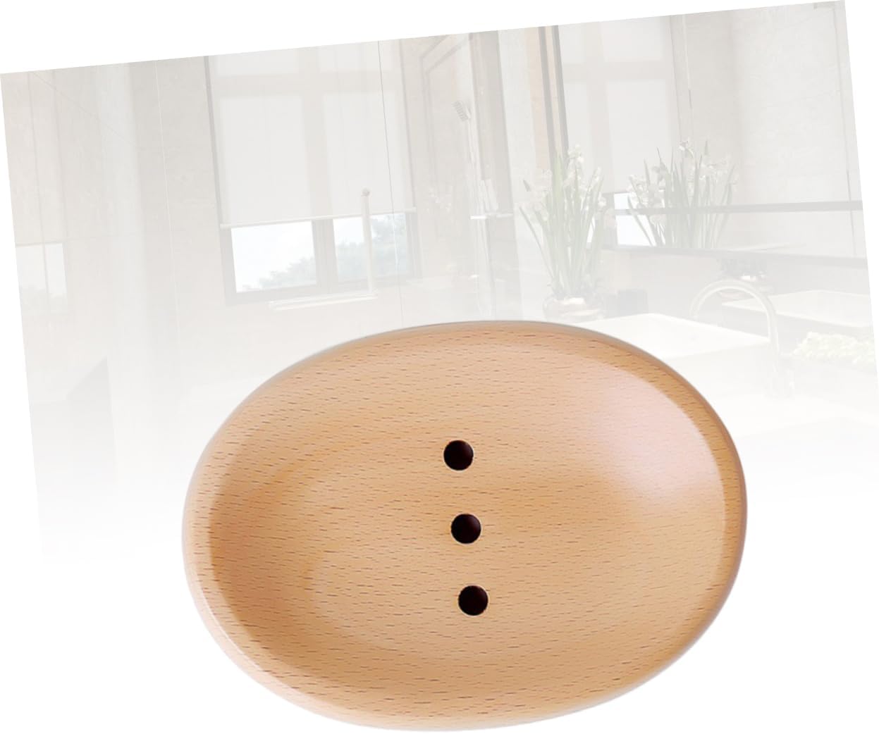 ABOOFAN Wooden Oval Soap Dish Drainer Holder for Kitchen Sink