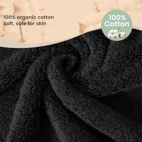 SEMAXE 6-Piece Solid Towel Set - Black 600GSM 100 Cotton