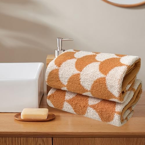 USTIDE Orange Leaf Hand Towels Set 2pcs 134x29inch