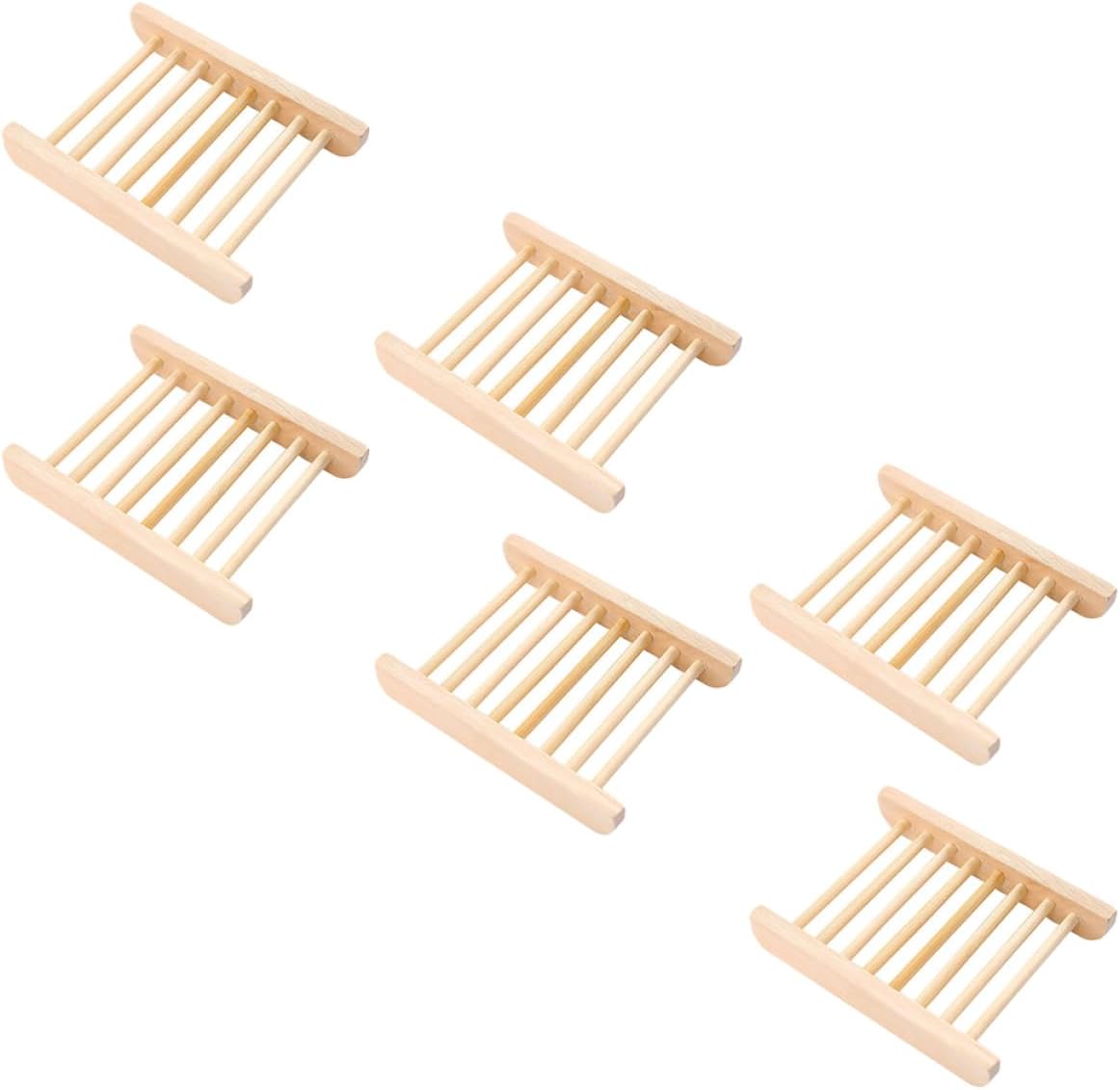 Ciieeo 6Pcs Wooden Soap Dish for Bathroom and Kitchen