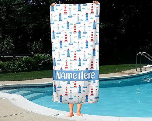 Personalized Corner Extra Large Ocean Lighthouse Towel