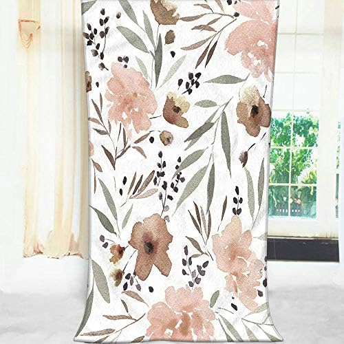 Moslion Comfy Bath Towel Blush Pink Taupe Watercolour Floral