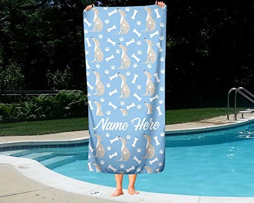 Personalized Pet Greyhound Towel - Custom Travel Bath Beach Pool Towel