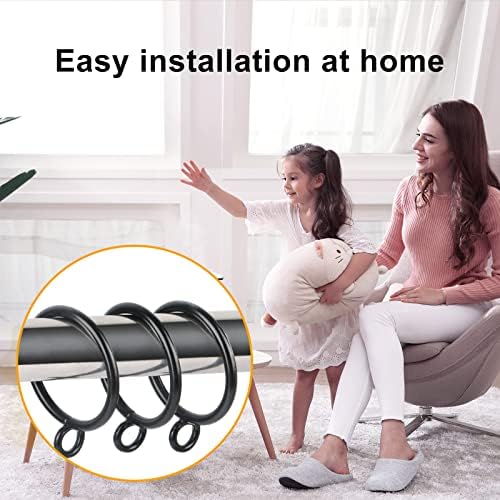 Hanitronic Black Drapery Curtain Ring Set of 30PCS