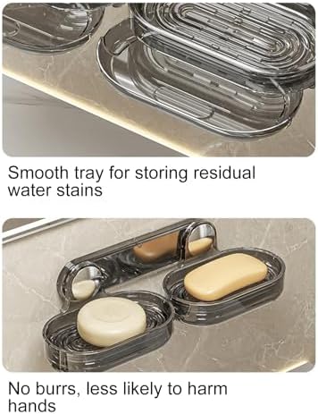 Loyliawa Wall Mount Soap Dish Double Layer Quick Drain