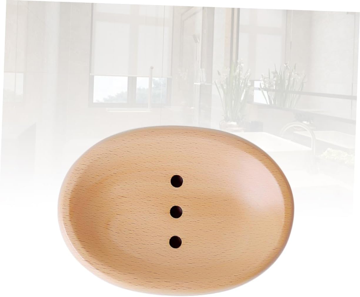Wooden Oval Soap Dish Drainer Holder for Bathroom and Kitchen