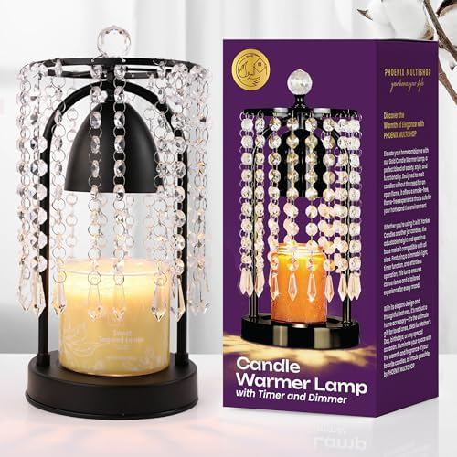 Elegant Candle Warmer Lamp with Timer and Crystals