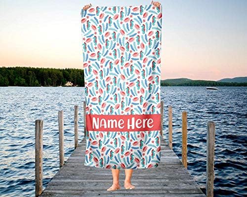 Extra Large Personalized Ocean Seahorse Towel for Kids