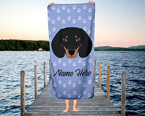 Personalized Dachshund Face Beach and Bath Towels