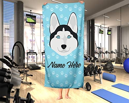 Personalized Siberian Husky Beach and Bath Towels - Large and Medium 1