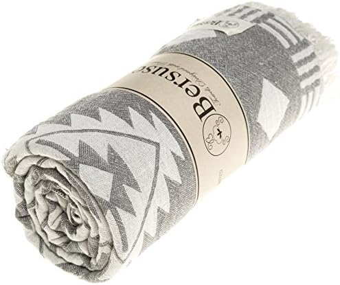 Bersuse Turkish Towel Set of 6 - 37x70 Inches Silver Gray