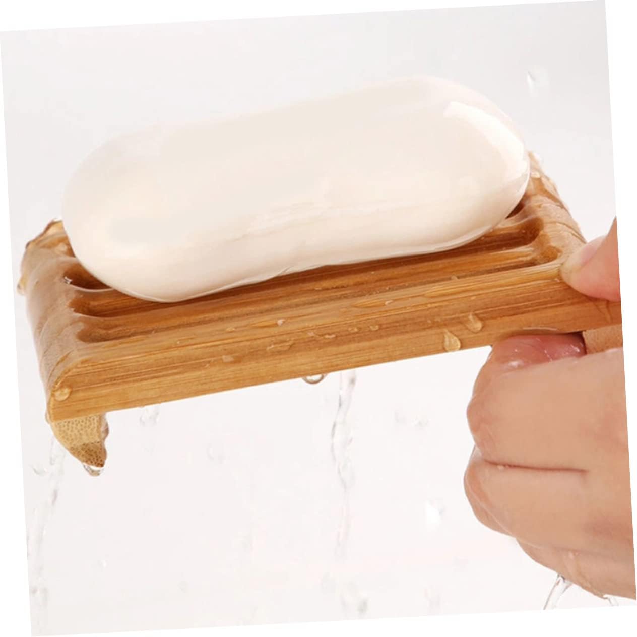 Cabilock 2pcs Bamboo Soap Holder for Bathroom and Kitchen