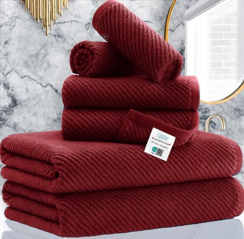 VOOVA MOVAS Red Towel Set - 6 Piece 100 Cotton Quick Dry