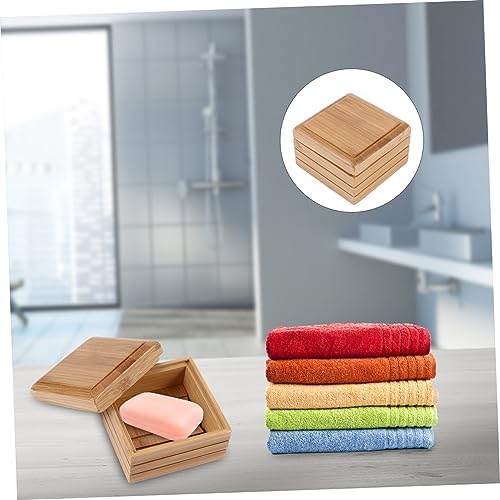 Beatifufu Bamboo Lid Soap Dish with Drainage