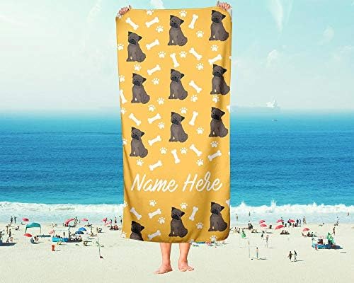 Extra Large Personalized Pet Pug Towel for Kids and Adults
