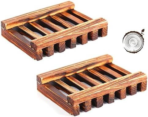 2pcs Wood Soap Shelf Holder Dish for Bathroom Countertop
