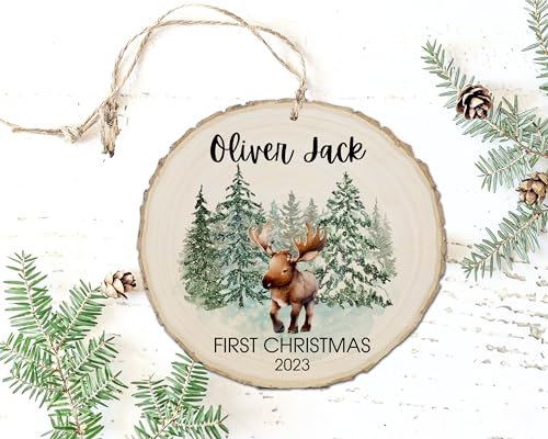 Babys First Christmas Ornament 2023 Natural Wood