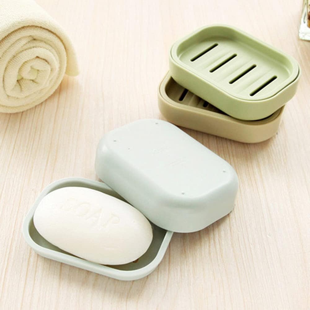 2PCS Khaki Plastic Square Soap Dish for Bathroom Kitchen