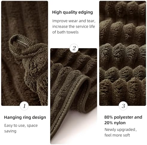 NALIVO Extra Large Bath Towel Set of 6 40x80 Brown