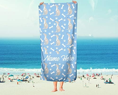 Personalized Pet Greyhound Towel - Custom Travel Bath Beach Pool Towel